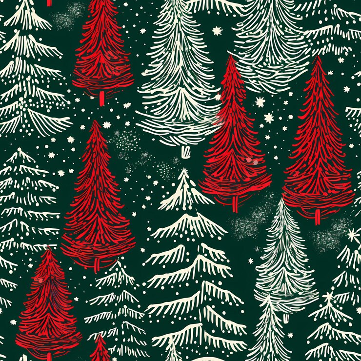 La Navidad está aquí Variado patrón de árbol