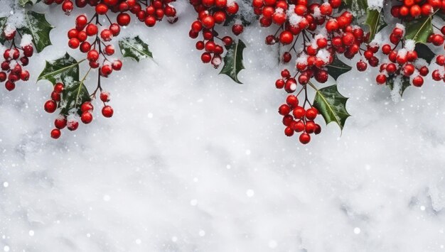 Foto navidad festiva nieve roja y blanca país de las maravillas de invierno con árbol de navidad decorado y ramas nevadas en un fondo de pino