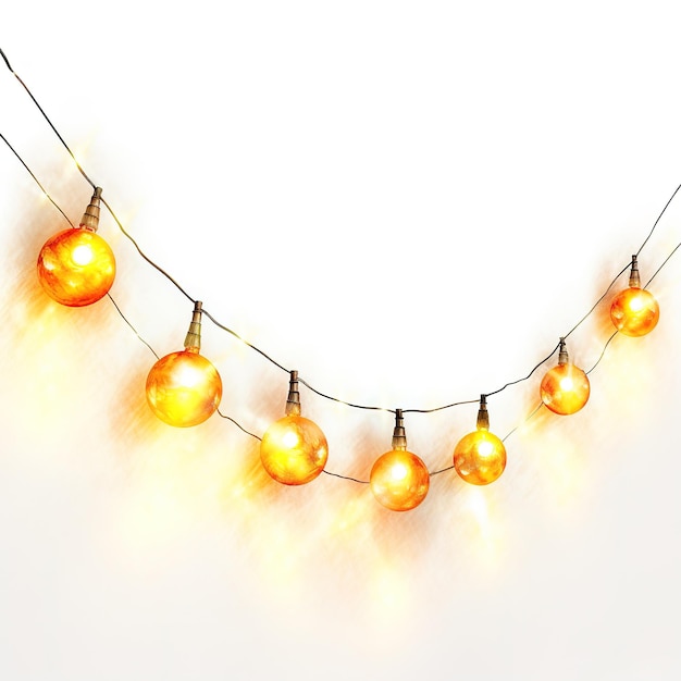 Navidad luces de cuerda clipart acuarela