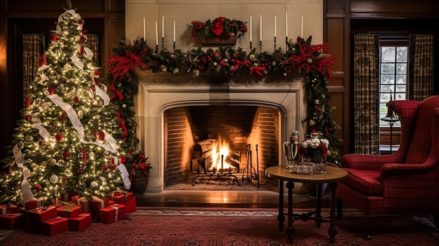 Navidad en la mansión decoración del campo inglés y decoración interior