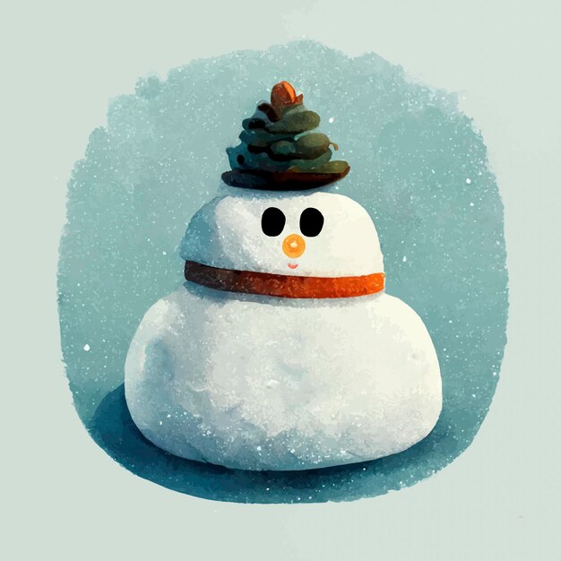 Navidad con muñeco de nieve feliz en invierno