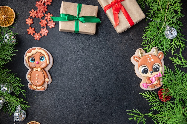 Navidad pan de jengibre casera galleta dulce postre regalo año nuevo tarjeta pasteles bizcocho comida