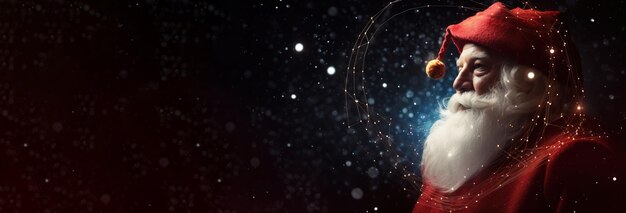 Navidad Papá Noel en primer plano de año nuevo fondo espacial abstracto oscuro científico moderno