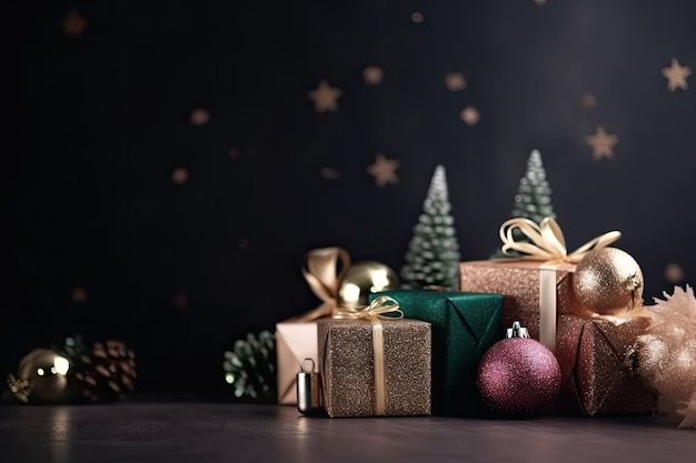 Navidad con regalos y adornos IA generativa
