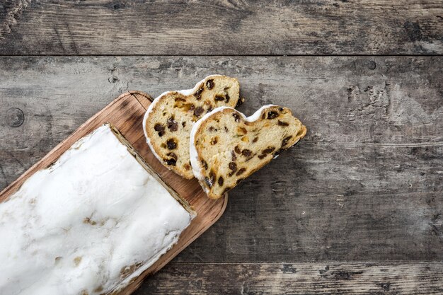 Navidad stollen Postre tradicional de Navidad alemana en madera