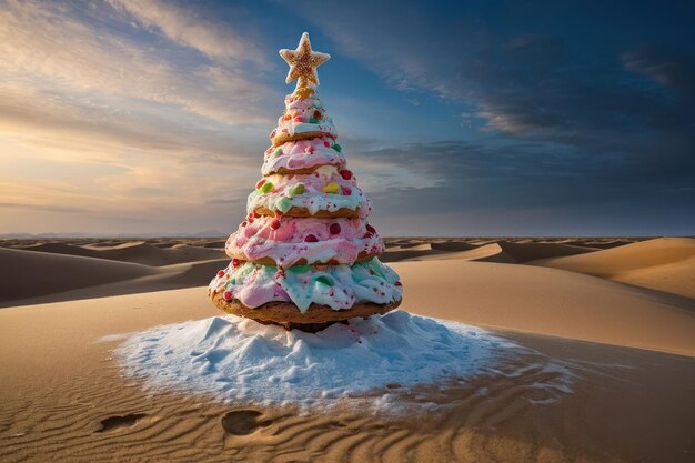 Foto navidad surrealista en el desierto