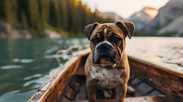 Navigation in der Natur Eine Reise im Freien mit liebenswerten Bulldog-Freunden Generative KI