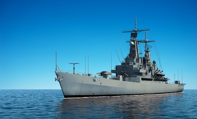 Foto navio de guerra moderno americano no oceano