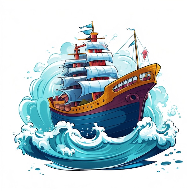 navio do mar do logotipo dos desenhos animados
