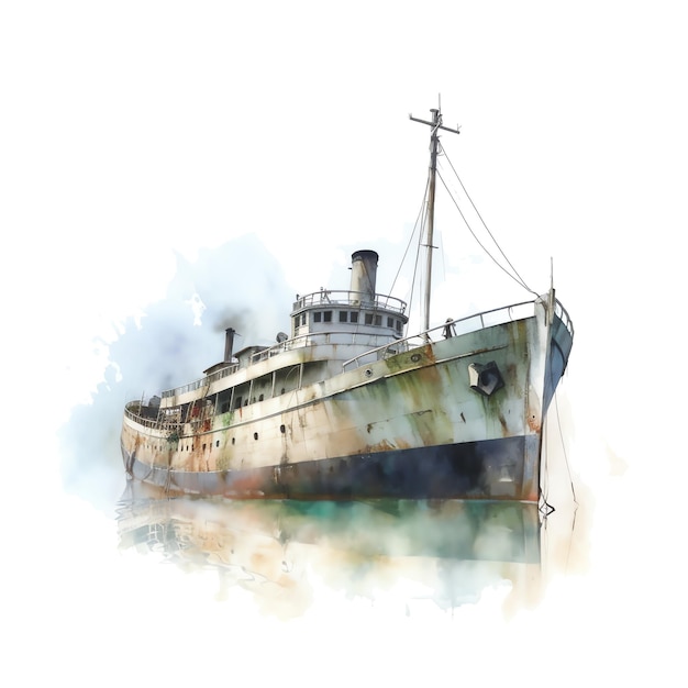 Navio marinho ilustração em aquarela clipart de animais marinhos