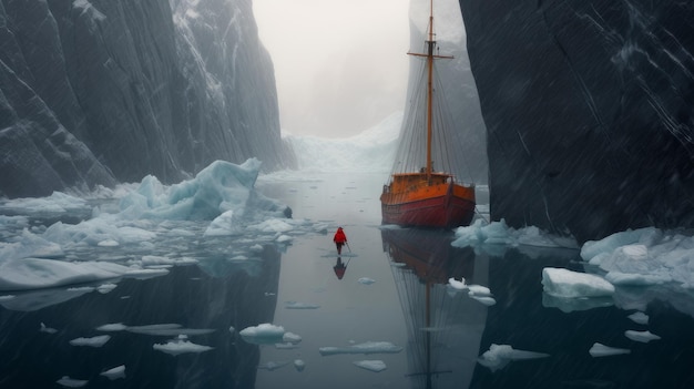 Foto navio no gelo