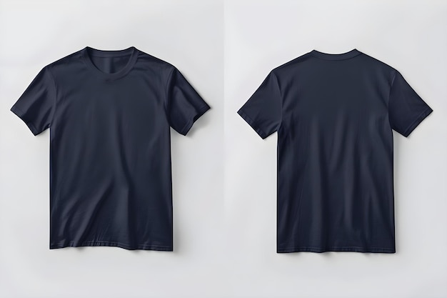 Navy Blue T-Shirt Mockup Set Vorder- und Rücksicht Isolierte und leicht auszuschneiden Konzept Navy Blue t-shirt Mockup-Set Vordersicht Hintersicht Isolierter leicht ausgeschnitten