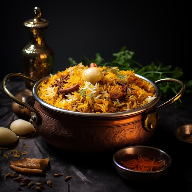 Foto nawabi pollo y cordero biryani