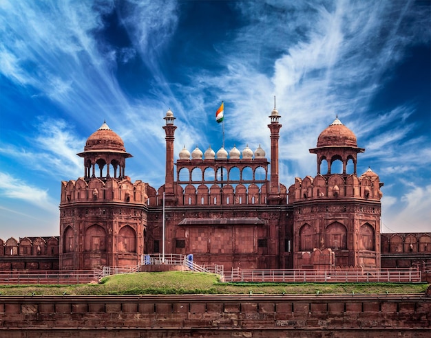 Índia viagem turismo fundo Forte Vermelho Lal Qila Delhi Patrimônio Mundial Delhi Índia
