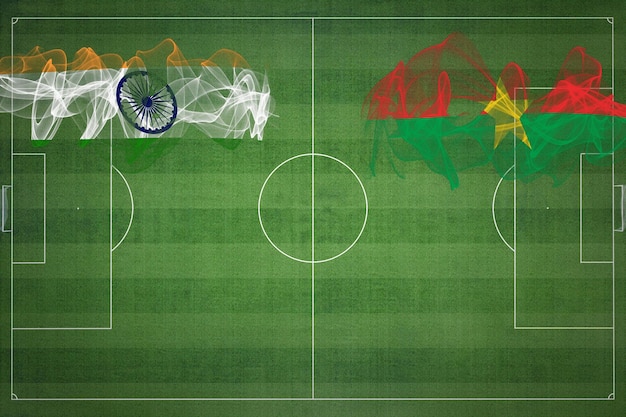 Índia vs Burkina Faso Jogo de futebol cores nacionais bandeiras nacionais campo de futebol jogo de futebol Conceito de competição Espaço para cópia