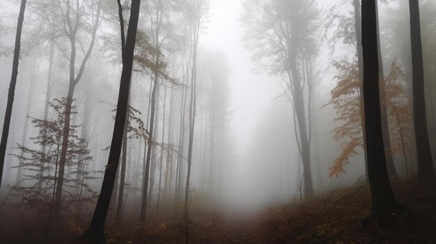 Nebel im Wald und Himmel