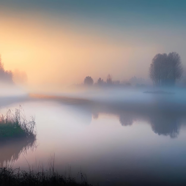 Nebel über dem Fluss Bild erstellt von KI