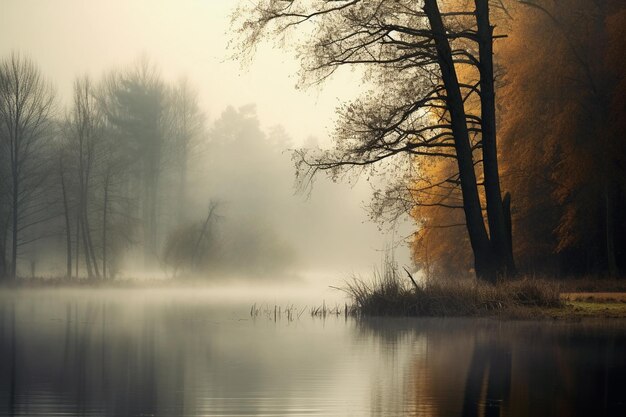 Nebel über dem See Schöne Landschaft