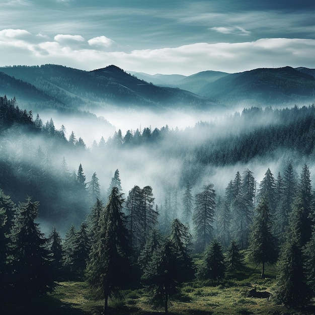 Nebel über dem Wald