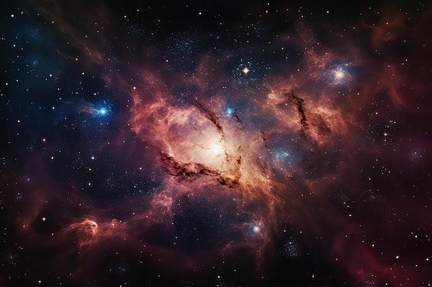 Nebel und Galaxien im Weltraum Elemente dieses Bildes, bereitgestellt von der NASA. Ein atemberaubendes Bild einer riesigen Galaxie bei Nacht mit einer atemberaubenden Reihe von Galaxien, die am Nachthimmel sichtbar sind. KI-generiert