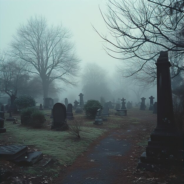 Nebelfarbener Friedhof