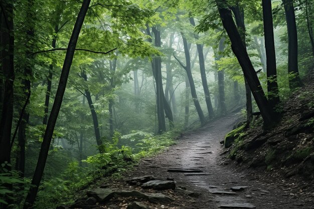 Nebelforst in einer mystischen Atmosphäre