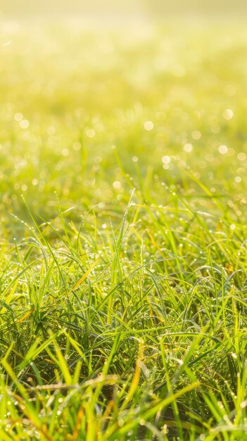 Foto nebelige wiese am frühen morgen mit trockenem gras und einem hauch von nebel in der luft mit copyspace