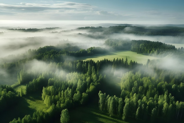 Nebelmorgen in den Bergen Generative KI