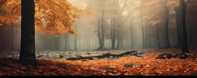 Foto nebliger laubherbstwald generative ki