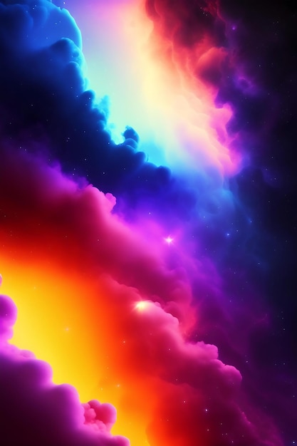 Nebulosa astral abstrata nuvens brilhantes no espaço papel de parede de fundo de fumaça escura tempestuosa