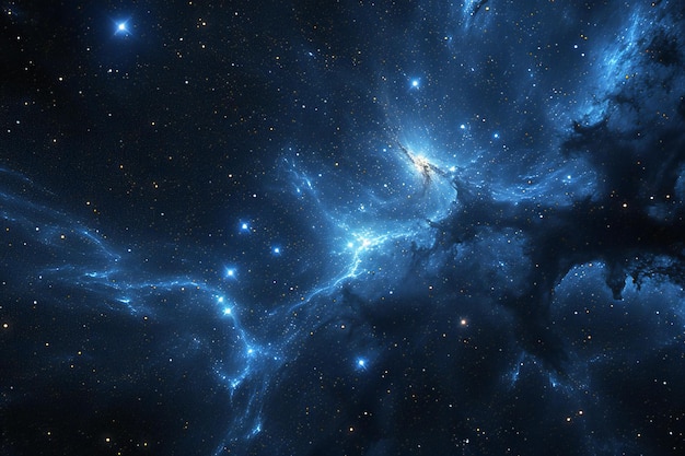 Nebulosa azul y estrellas en el espacio profundo