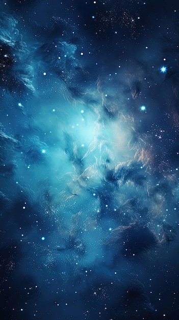 una nebulosa azul con estrellas en el fondo