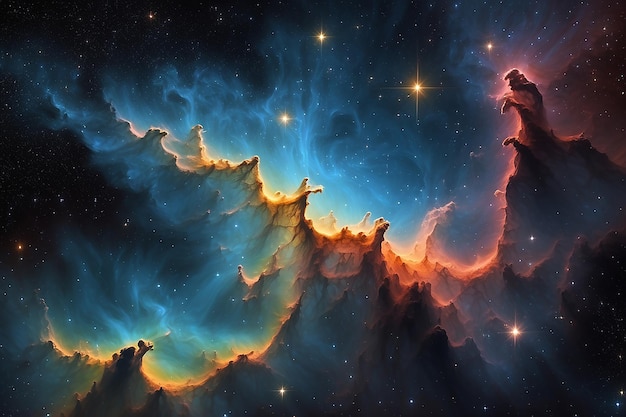 Foto la nebulosa y el campo estelar brillaban lejos contra el espacio elementos de esta imagen proporcionados por la nasa