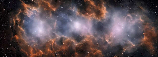 Nebulosa de color atmosférico y estrellas brillantes en el espacio profundo.