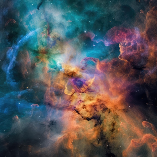 Nebulosa con colores vibrantes y ai generativo de gases arremolinados