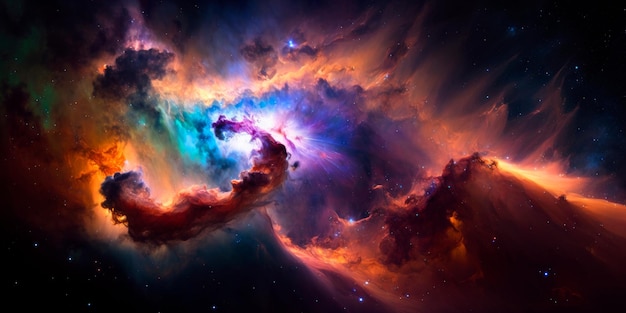 Una nebulosa con colores vibrantes y gases arremolinados IA generativa