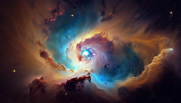 Una nebulosa con colores vibrantes y gases arremolinados IA generativa