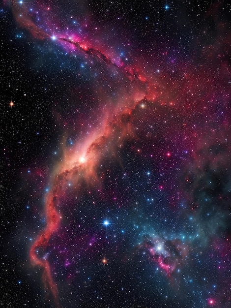 Nebulosa colorida com estrelas