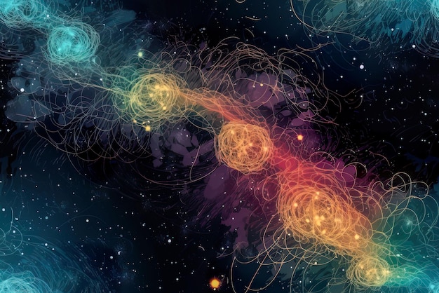 Nebulosa colorida e estrelas no espaço profundo Fundo abstrato Generative AI
