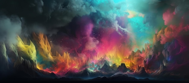 Nebulosa colorida o nube en el espacio Ilustración AI GenerativexA