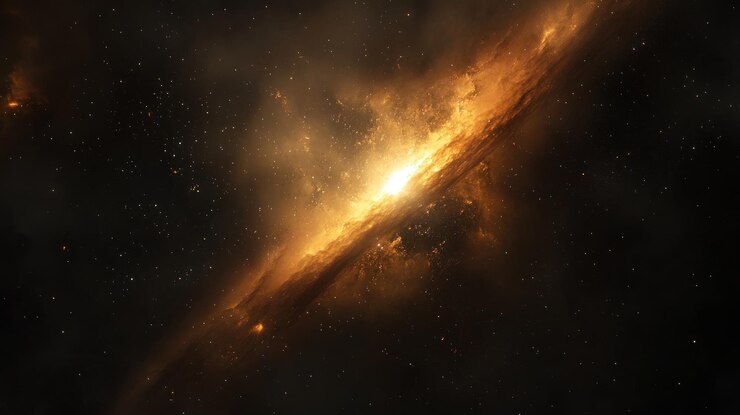 Nebulosa cósmica con filamentos brillantes y estrellas esparcidas