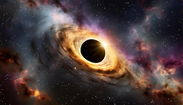 Nebulosa de buraco negro em fundo espacial e papel de parede