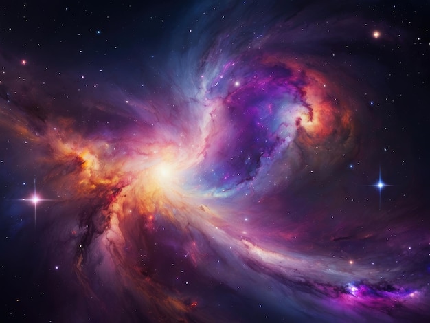 Nebulosa e estrelas no céu noturno Fundo espacial