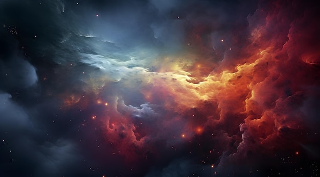 la nebulosa está hecha de colores brillantes y varias estrellas