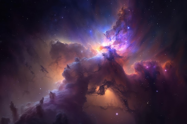 Nebulosa y estrellas en el espacio profundo