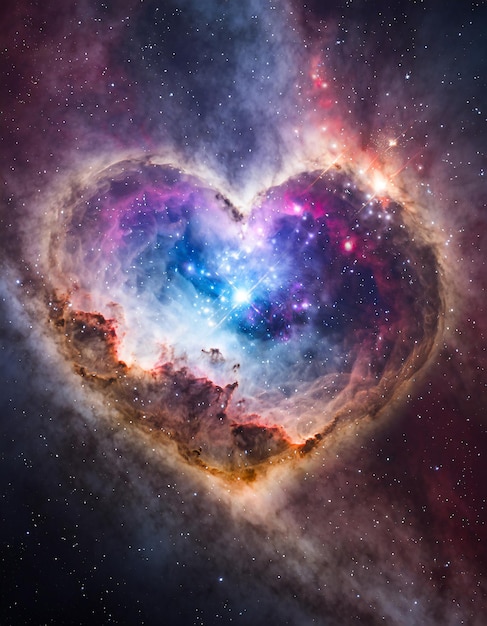 Nebulosa en forma de corazón Galaxia del corazón Símbolo astrológico del amor Día de San Valentín