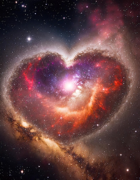Foto nebulosa en forma de corazón galaxia del corazón símbolo astrológico del amor día de san valentín