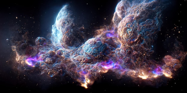 Nebulosa y galaxias en el espacio 3D