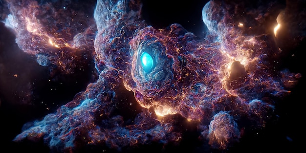 Nebulosa y galaxias en el espacio 3D