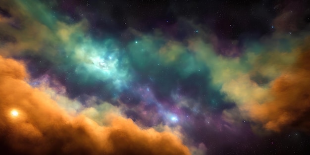 Nebulosa multicolorida no espaço profundo